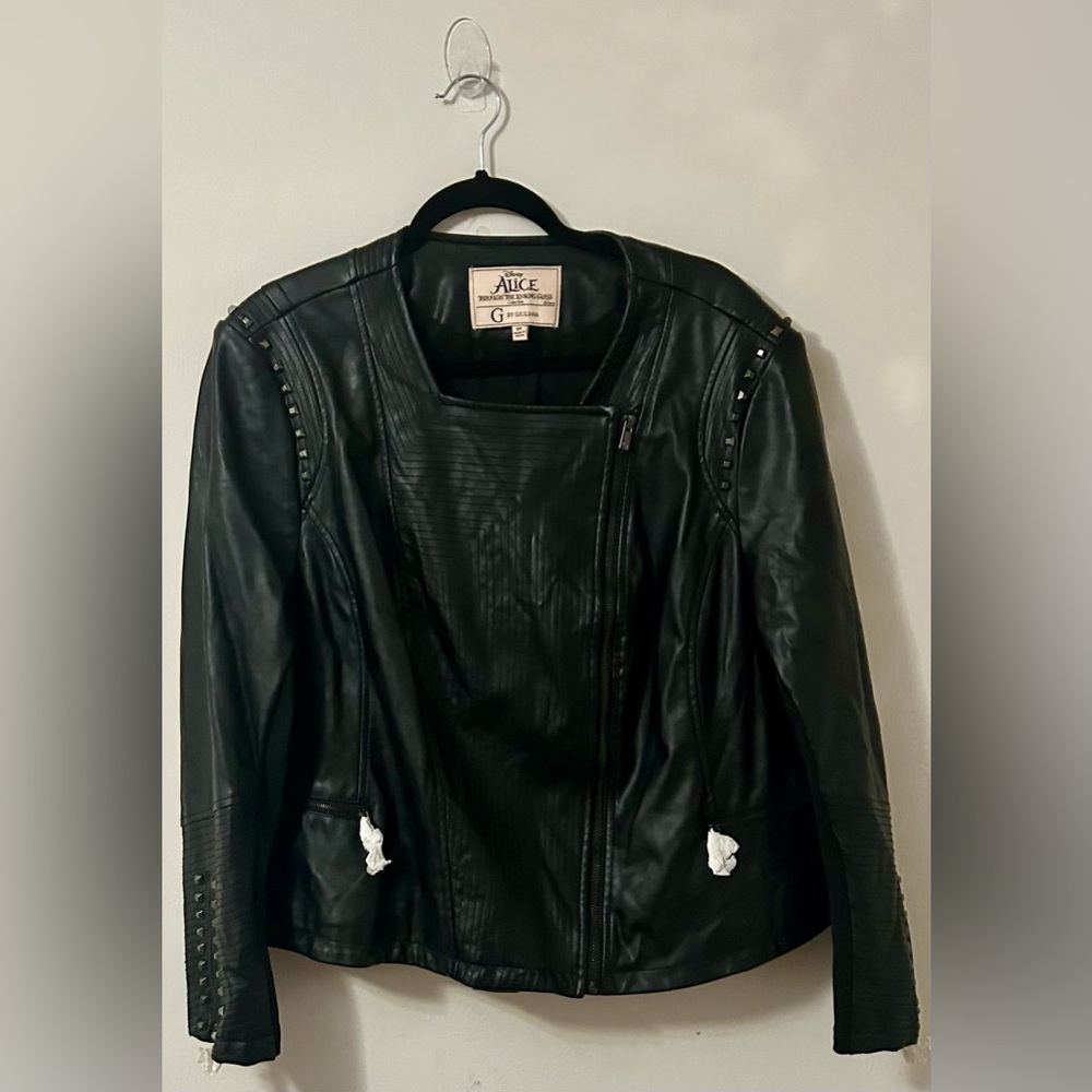 G by Giuliana Black Leather Jacket with Studded Alice Through the Looking Glass - Picture 11 of 11